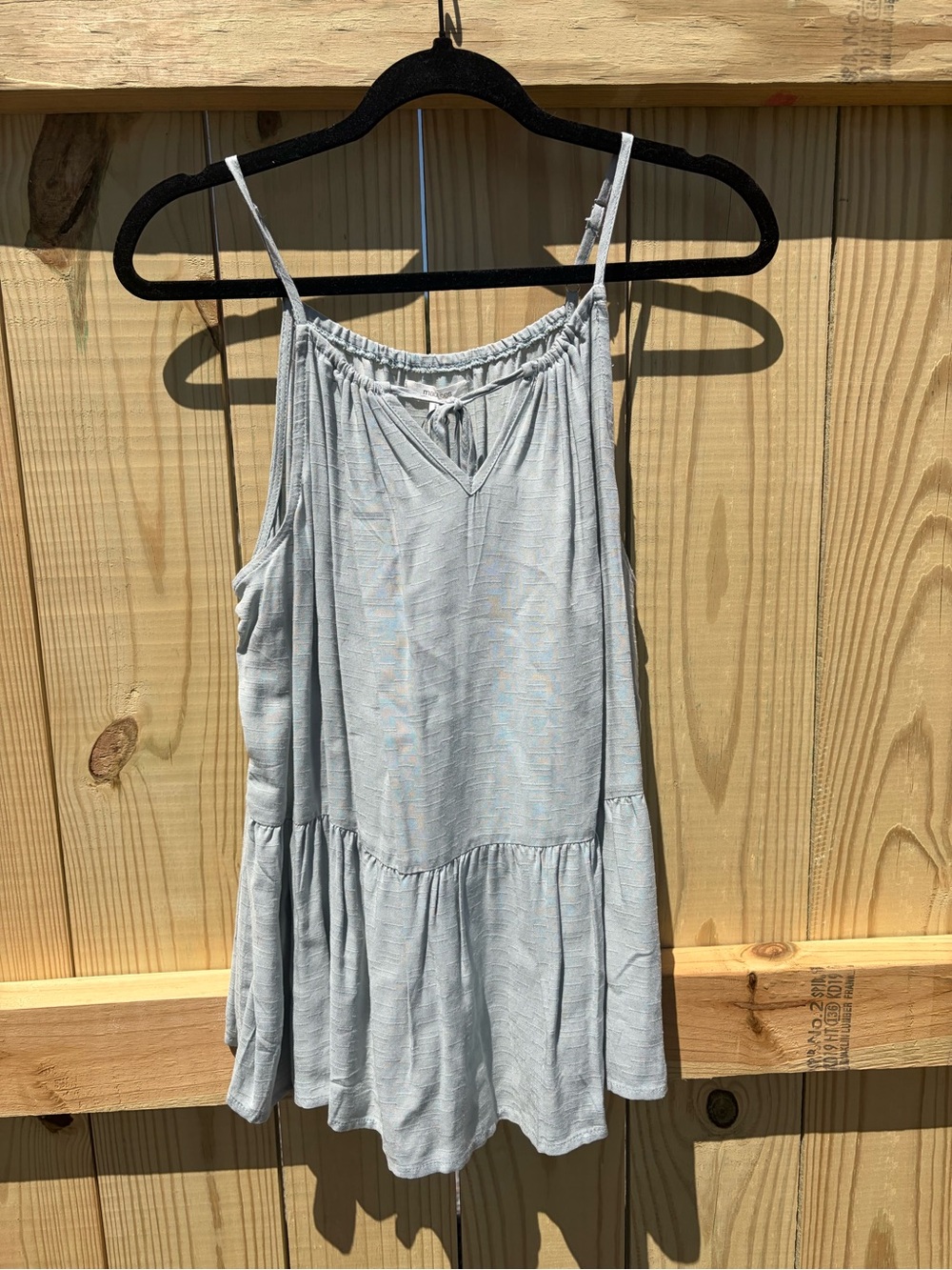 Maurices Light Grayish Blue Ruffle-Hem Spaghetti Strap Tank Large